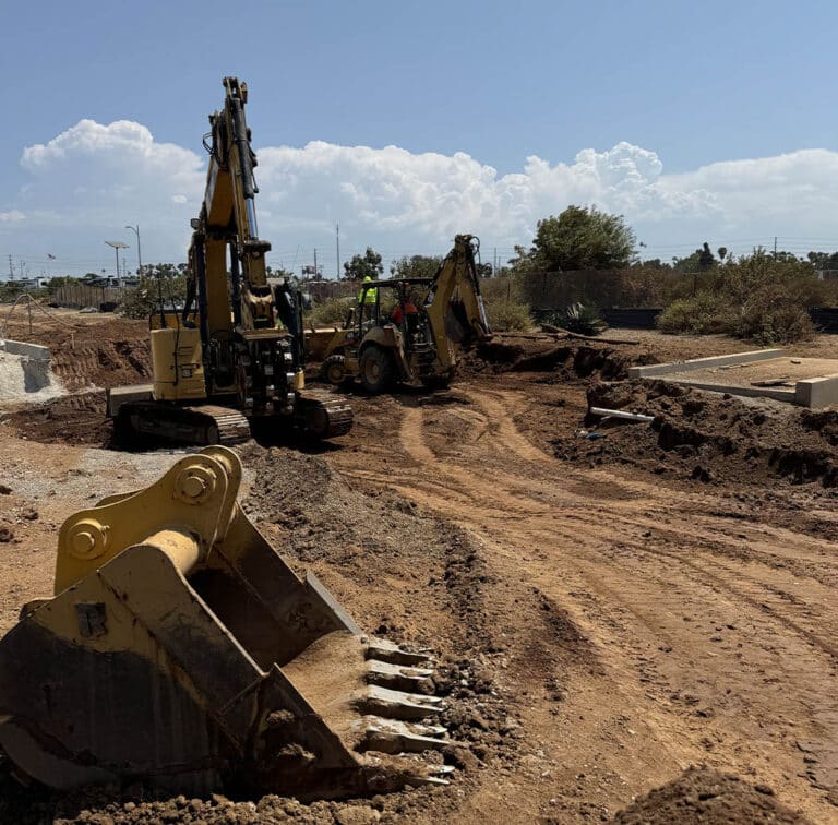 Heavy machinery on work site in San Diego